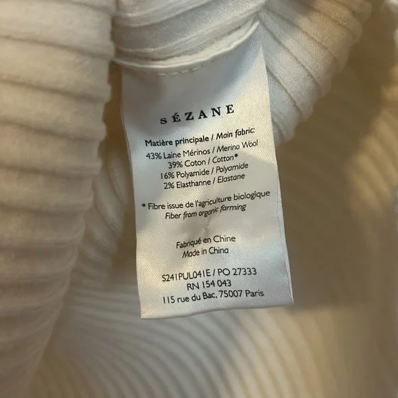 Sezane Cream Sweater with Brown Trim - Picture 4 of 4